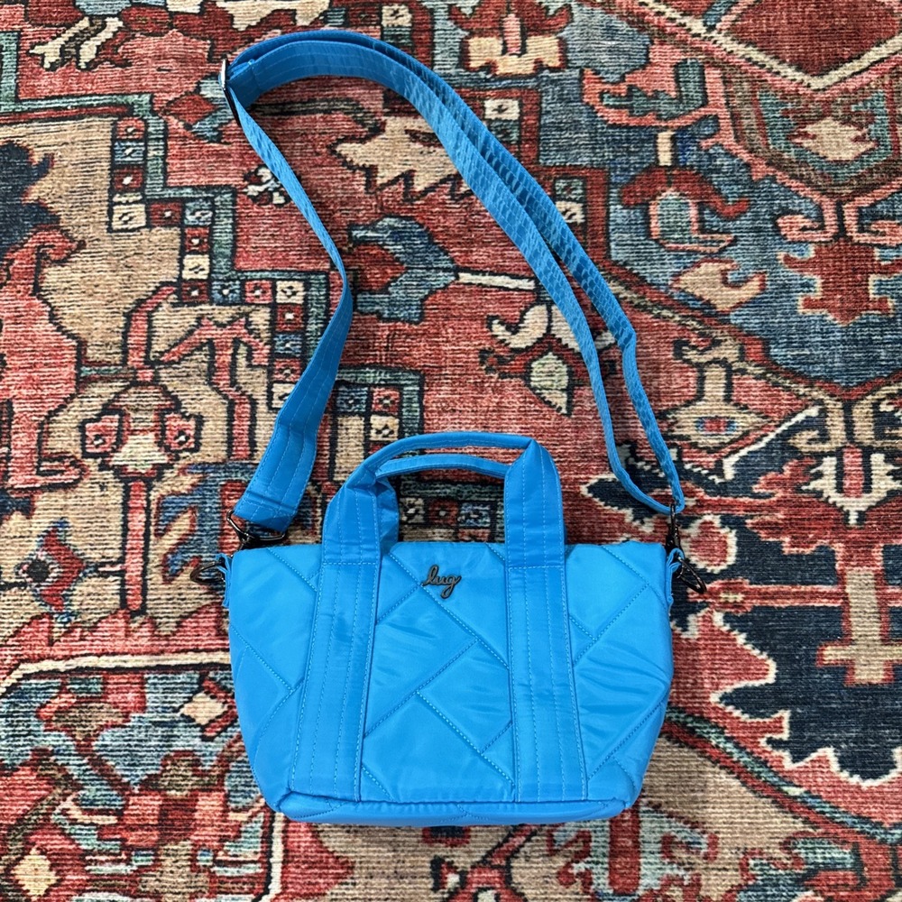 Lug Dart New Mini Turquoise Shoulder Strap Purse Quilted Design Key‎ Fob 8x11